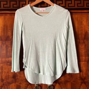 Poof Girl size XL girls/kids light blue green long sleeve shirt for fall